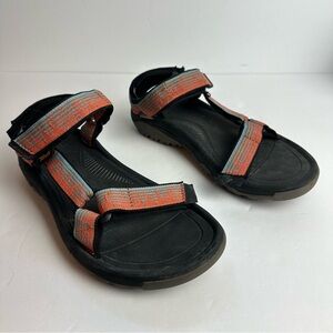 Teva Men's Hiking Sandals Size 8 Shoes Orange Blue Adjustable Outdoor Water Shoe